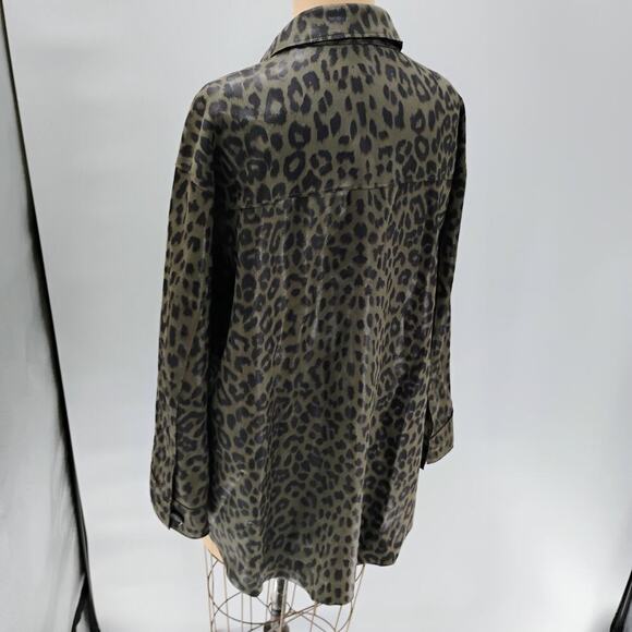 Zara Animal Print Overshirt, Size M lapel collar long cuffed Sleeves shacket - Picture 7 of 14